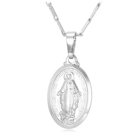 Giftimized Gold/Silver Virgin Mary Necklace